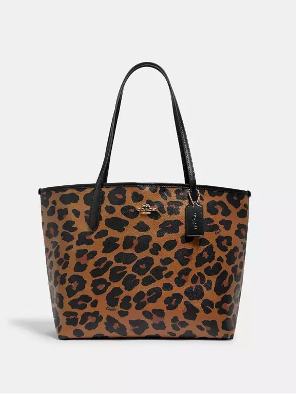 Coach Leopard Print City Tote Bag in Brown